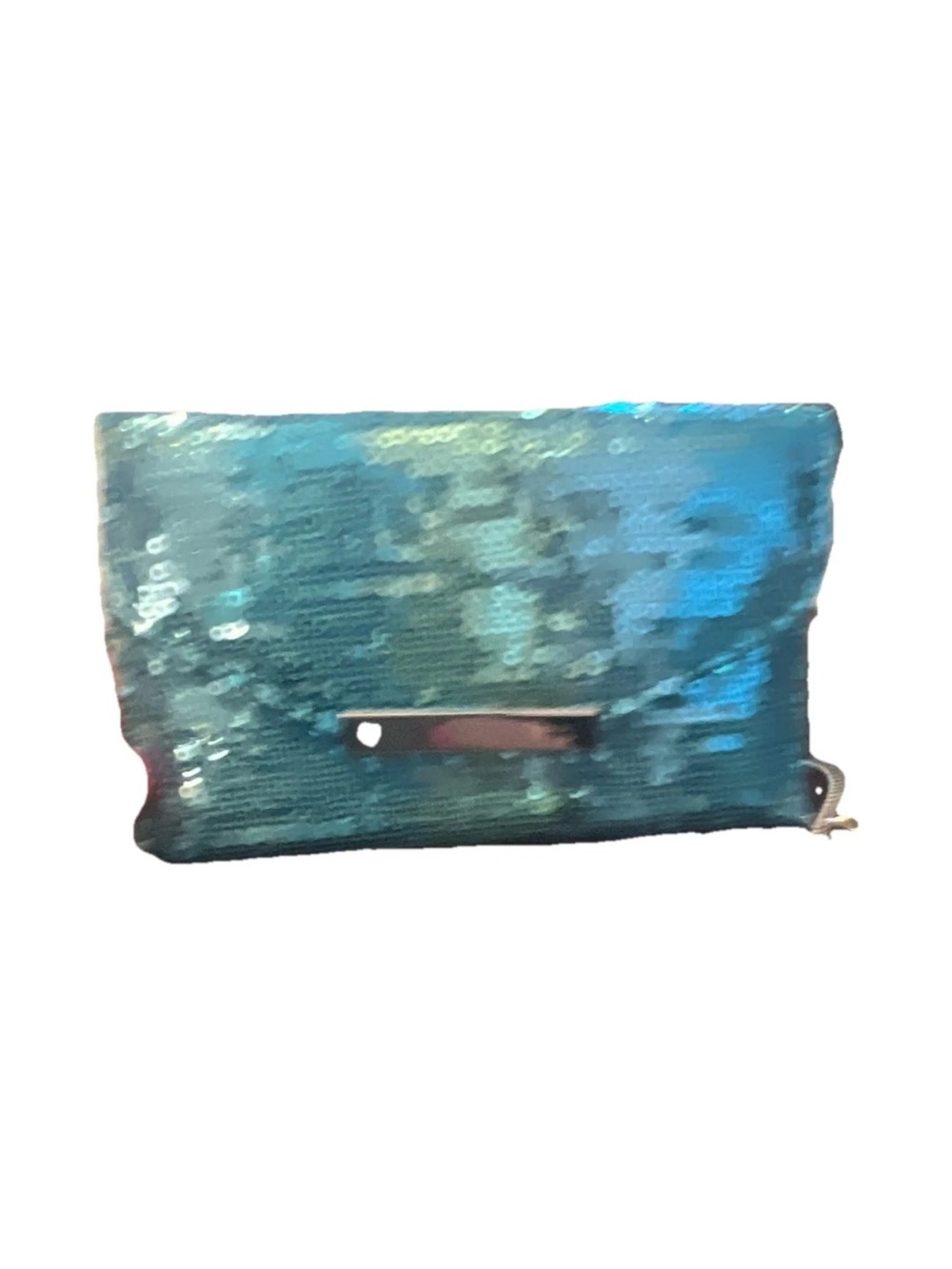 New York & Company Iridescent Teal Sequin Clutch